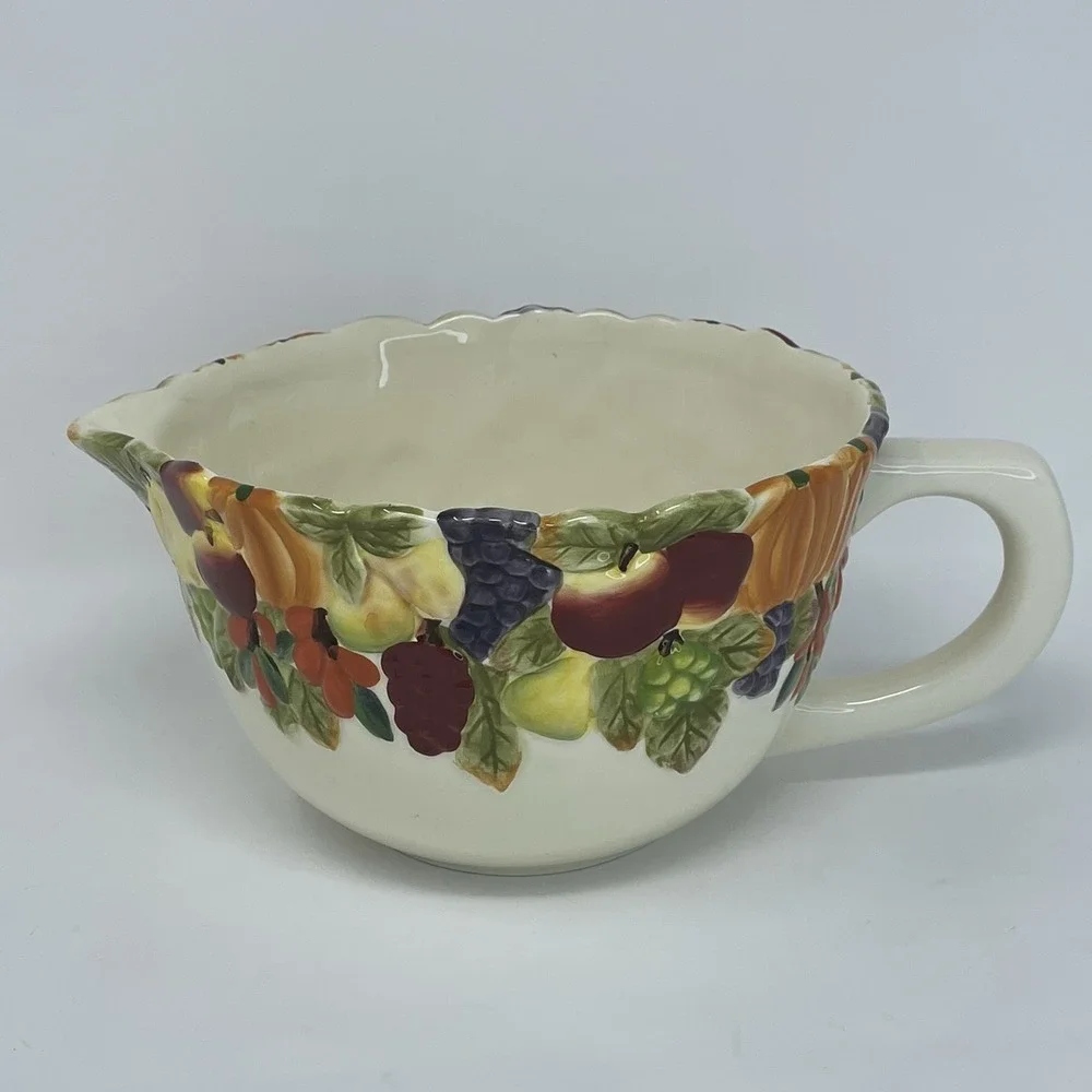 Harry David‎ Embossed Pitcher Serving Bowl 2007 Painted Fall Fruit Thanksgiving